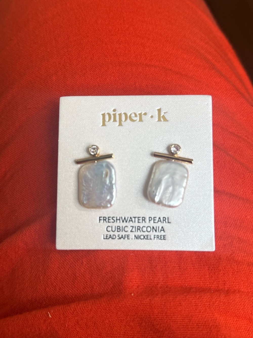 Piper K Gold Freshwater Pearl Cubic Zirconia Stud Earrings - White - Picture 2 of 2